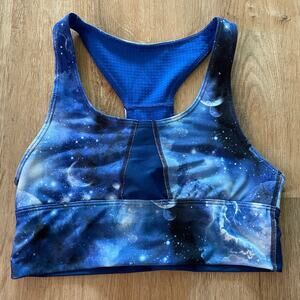 Oiselle Blue Galaxy Sports Bra Racerback Workout Gym size XS